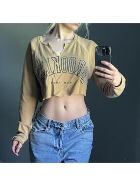 tan Brooklyn cropped long sleeve top
